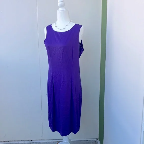 Vintage 80s 90s Purple Sheath Dress - Picture 1 of 5
